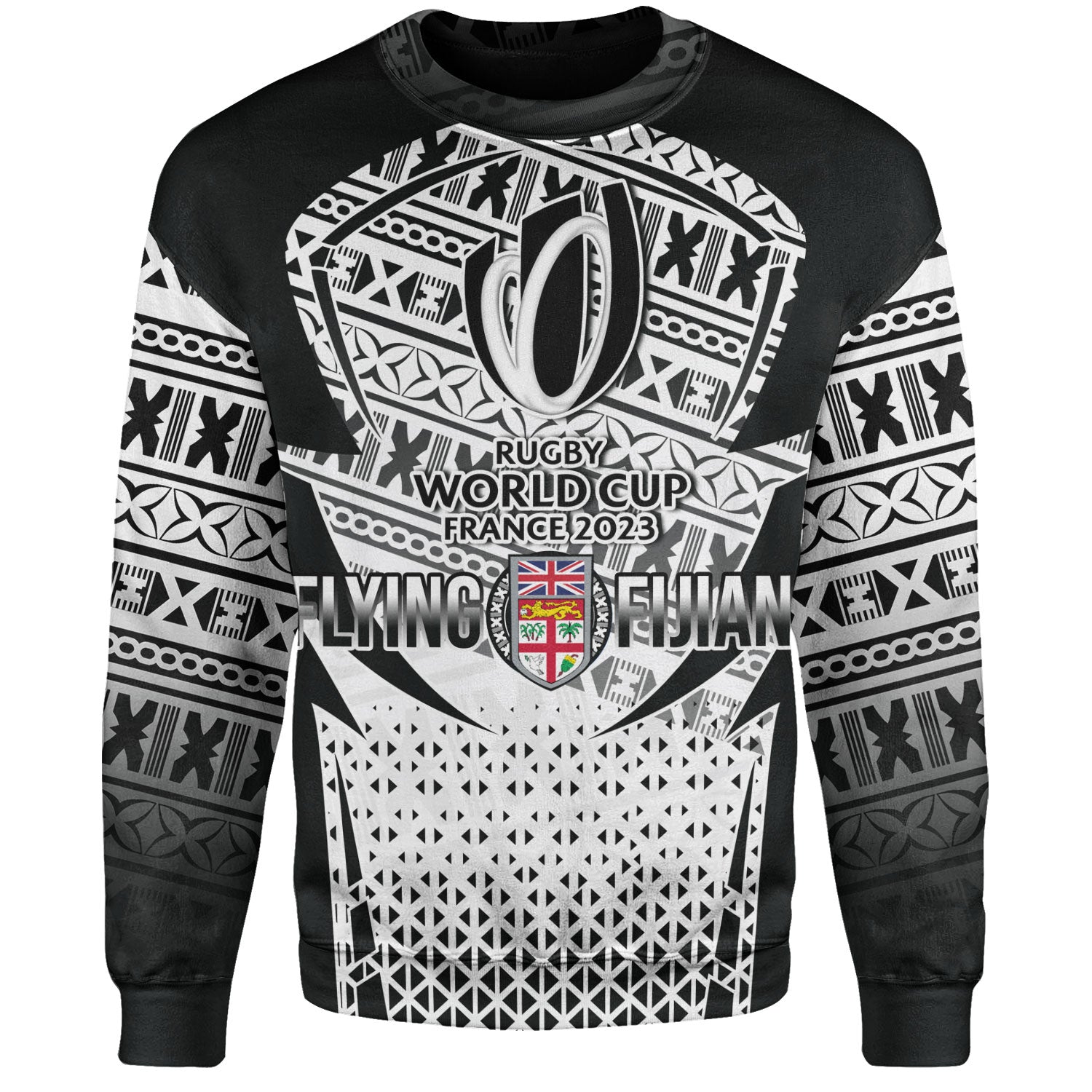 Fiji Sweatshirt Flying Fijians Rugby Cup (Black-White Ver)