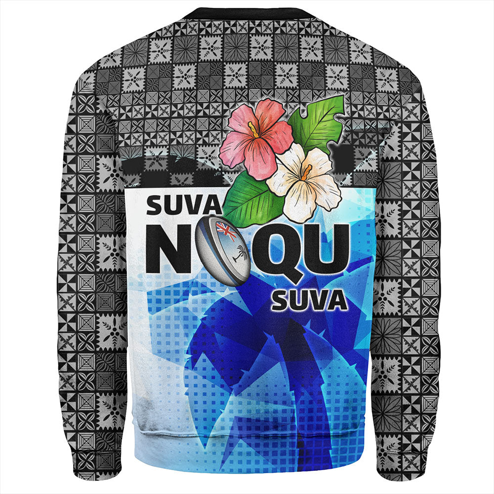 Fiji Sweatshirt Suva Noqu Suva Hibiscus Flowers Fijian Patterns