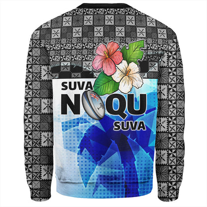 Fiji Sweatshirt Suva Noqu Suva Hibiscus Flowers Fijian Patterns