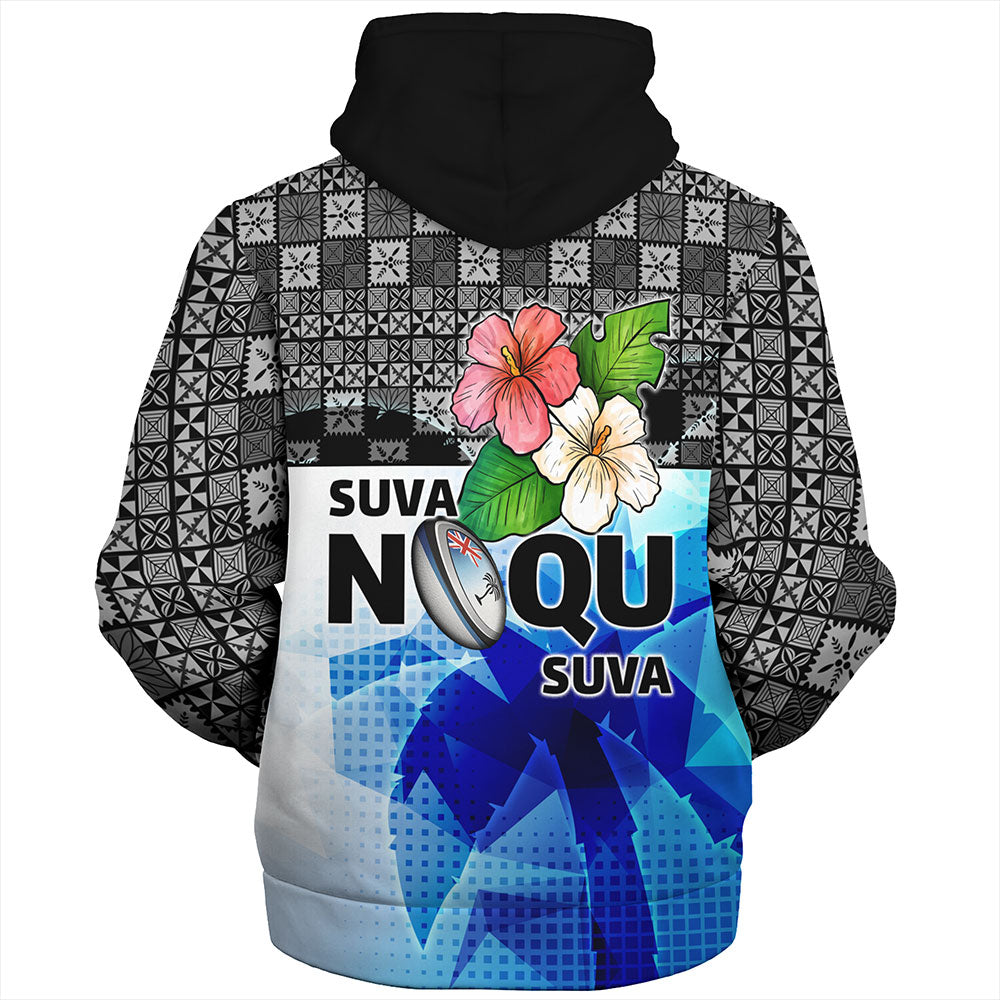 Fiji Sherpa Hoodie Suva Noqu Suva Hibiscus Flowers Fijian Patterns