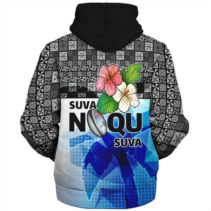Fiji Sherpa Hoodie Suva Noqu Suva Hibiscus Flowers Fijian Patterns