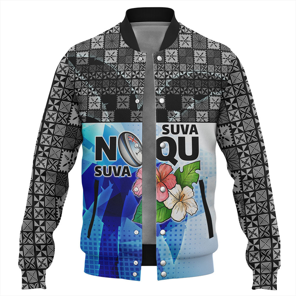 Fiji Baseball Jacket Suva Noqu Suva Hibiscus Flowers Fijian Patterns