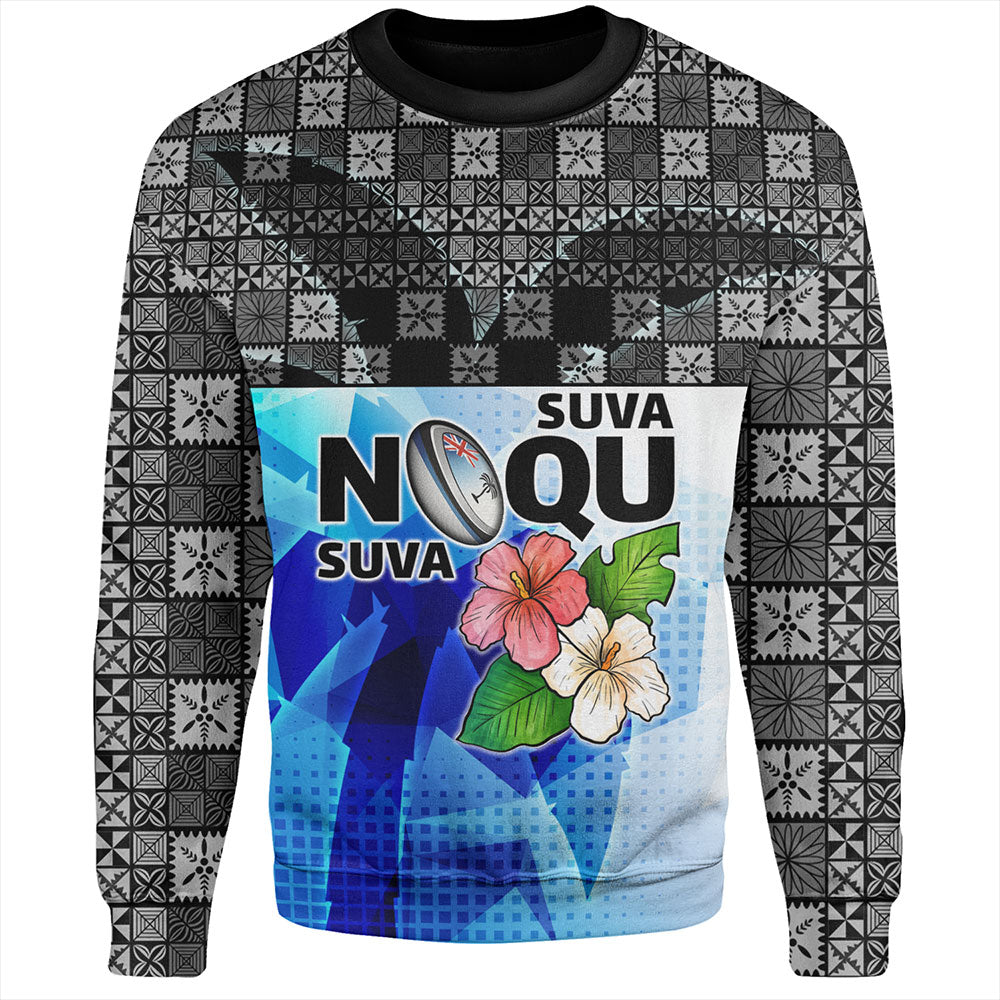 Fiji Sweatshirt Suva Noqu Suva Hibiscus Flowers Fijian Patterns