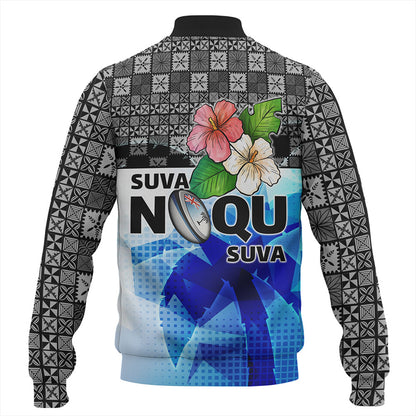 Fiji Baseball Jacket Suva Noqu Suva Hibiscus Flowers Fijian Patterns