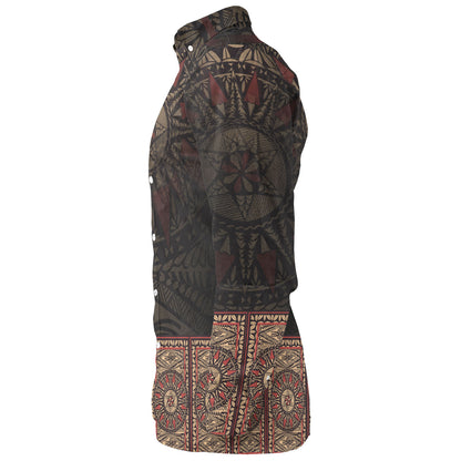 Fiji Long Sleeve Shirt Fijian Masi Tapa Patterns