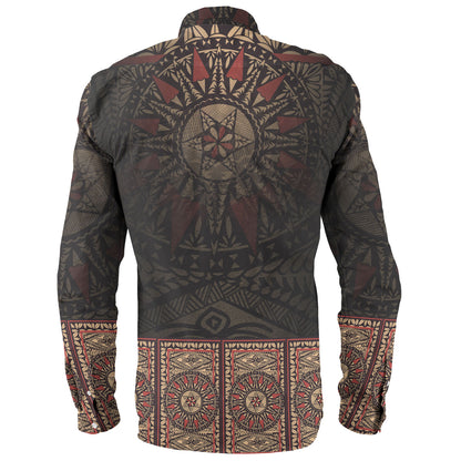 Fiji Long Sleeve Shirt Fijian Masi Tapa Patterns