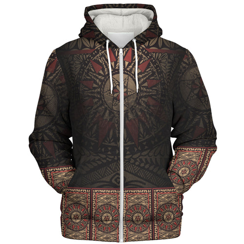 Fiji Sherpa Hoodie Fijian Masi Tapa Patterns