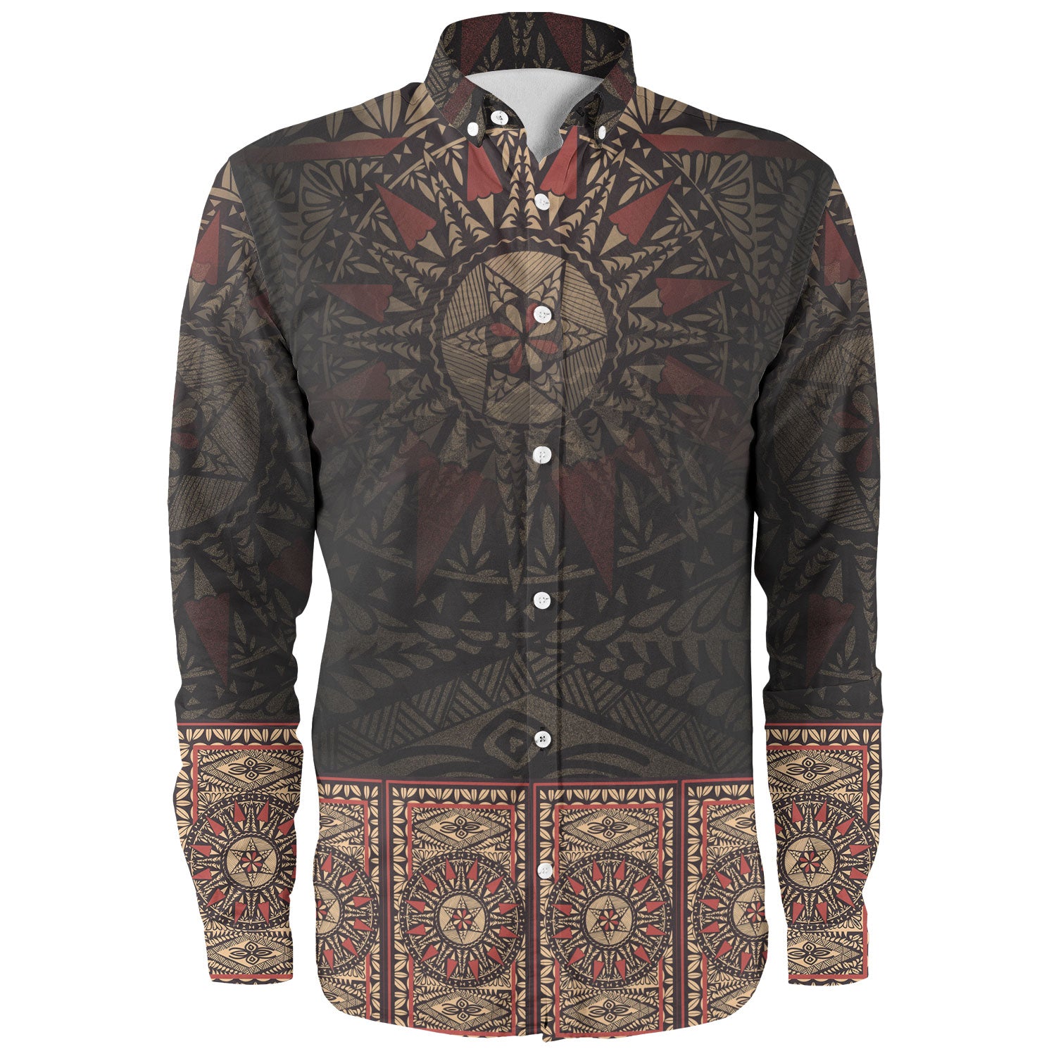 Fiji Long Sleeve Shirt Fijian Masi Tapa Patterns