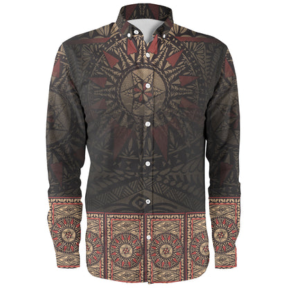 Fiji Long Sleeve Shirt Fijian Masi Tapa Patterns