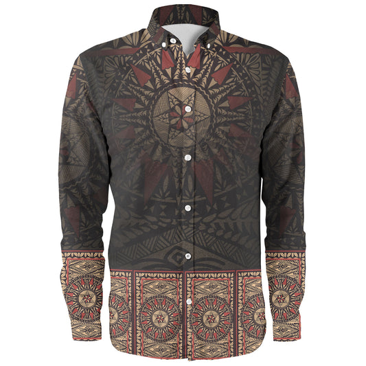 Fiji Long Sleeve Shirt Fijian Masi Tapa Patterns