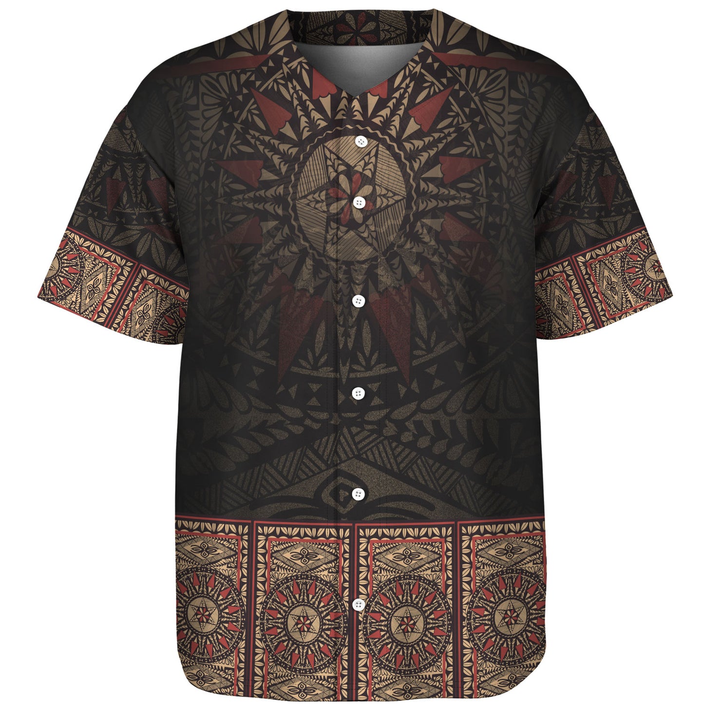 Fiji Baseball Shirt Fijian Masi Tapa Patterns