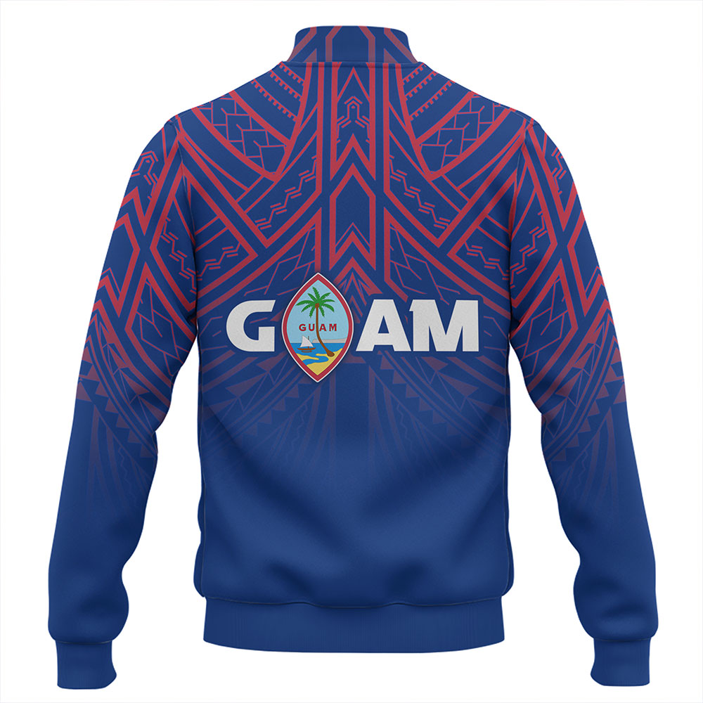 Guam Baseball Jacket - Flag Color With Traditional Patterns