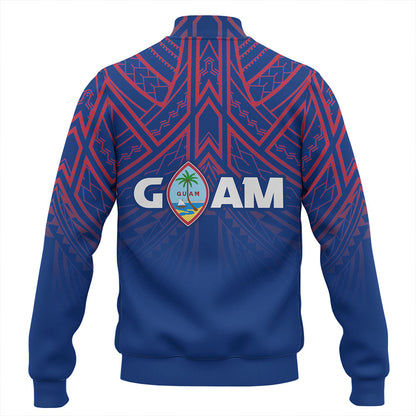 Guam Baseball Jacket - Flag Color With Traditional Patterns