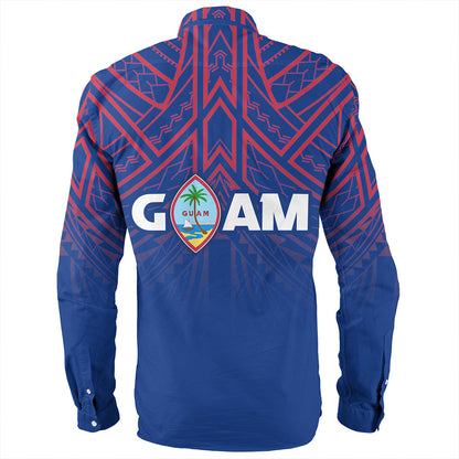 Guam Long Sleeve Shirt - Flag Color With Traditional Patterns