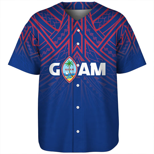 Guam Baseball Shirt - Flag Color With Traditional Patterns