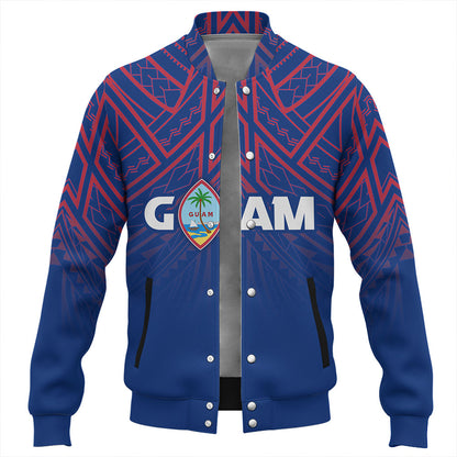 Guam Baseball Jacket - Flag Color With Traditional Patterns