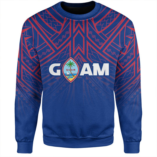 Guam Sweatshirt - Flag Color With Traditional Patterns