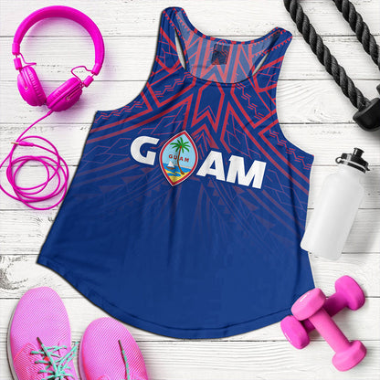 Guam Women Tank - Flag Color With Traditional Patterns
