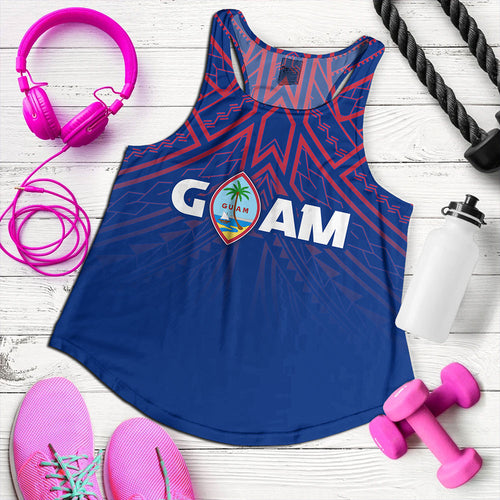 Guam Women Tank - Flag Color With Traditional Patterns