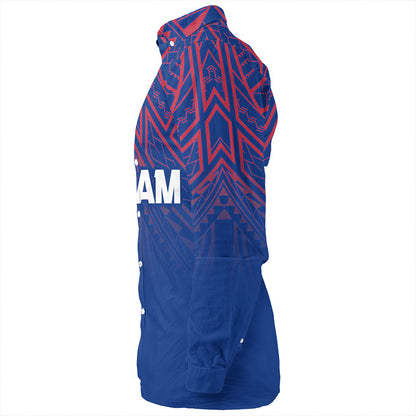 Guam Long Sleeve Shirt - Flag Color With Traditional Patterns