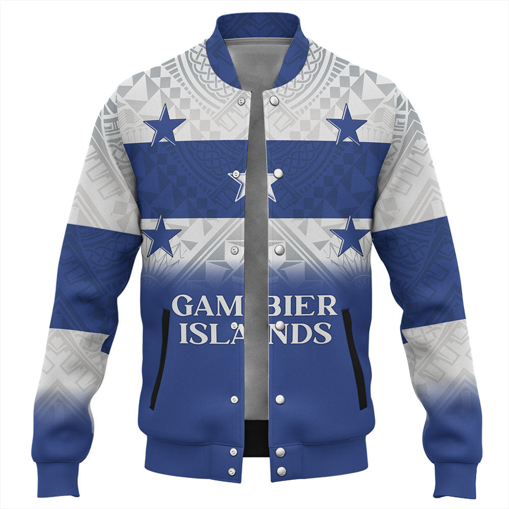 Gambier Islands Baseball Jacket Flag Color With Traditional Patterns