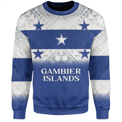 Gambier Islands Sweatshirt Flag Color With Traditional Patterns