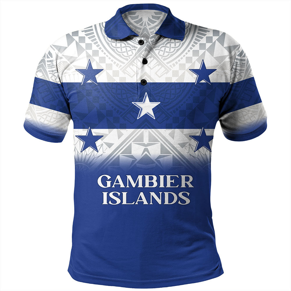 Gambier Islands Polo Shirt Flag Color With Traditional Patterns