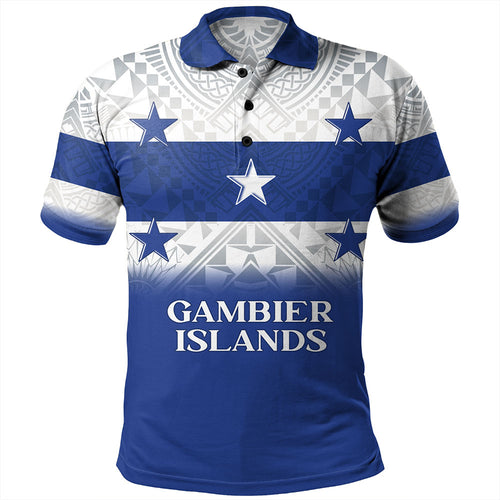 Gambier Islands Polo Shirt Flag Color With Traditional Patterns