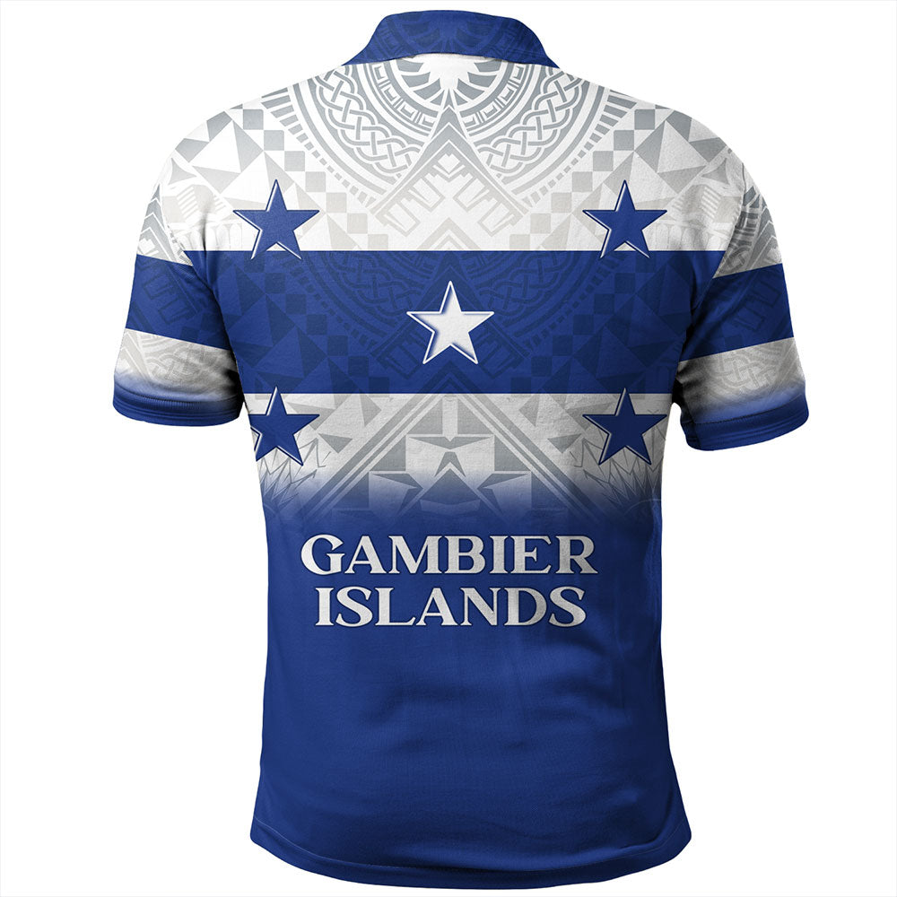 Gambier Islands Polo Shirt Flag Color With Traditional Patterns