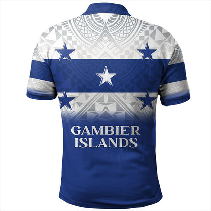 Gambier Islands Polo Shirt Flag Color With Traditional Patterns