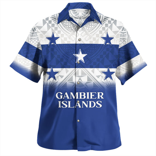 Gambier Islands Hawaiian Shirt Flag Color With Traditional Patterns