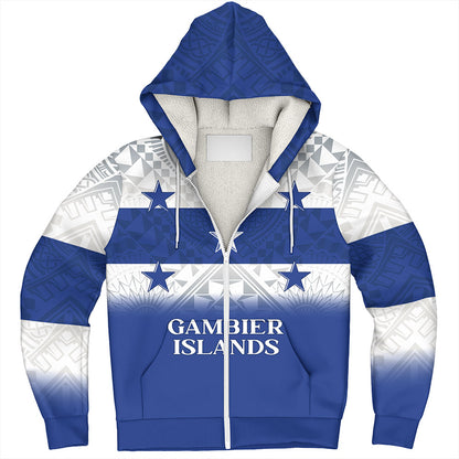 Gambier Islands Sherpa Hoodie Flag Color With Traditional Patterns
