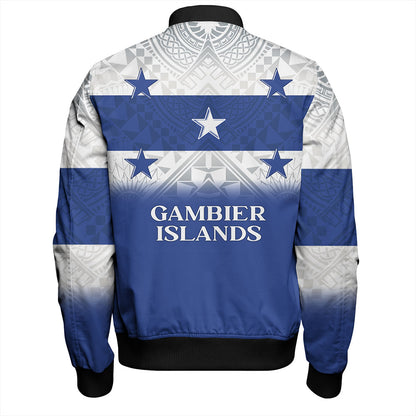 Gambier Islands Bomber Jacket Flag Color With Traditional Patterns