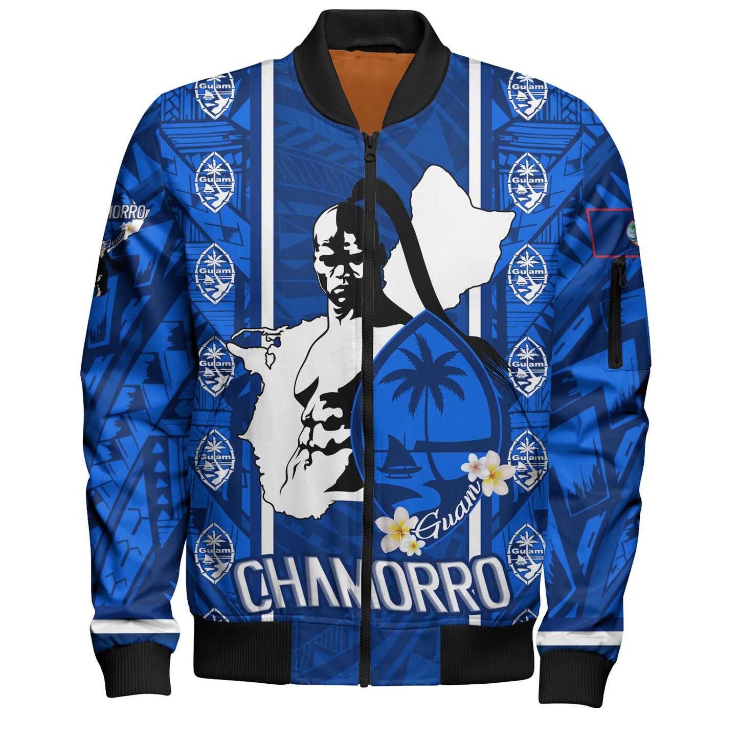 Guam Custom Personalised Bomber Jacket Chamorro Warrior Traditional Tribal Patterns