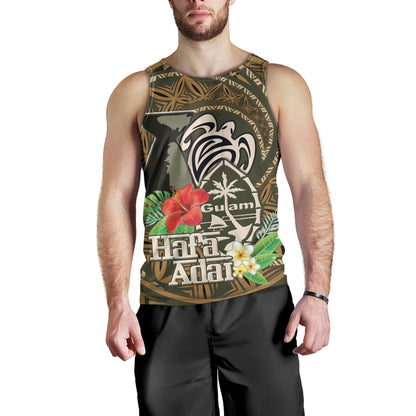 Guam Tank Top Hafa Adai Seal Flower Tropical Retro Style