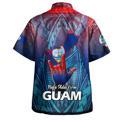 Guam Hawaiian Shirt Hafa Adai Guam Seal Tropical Flowers