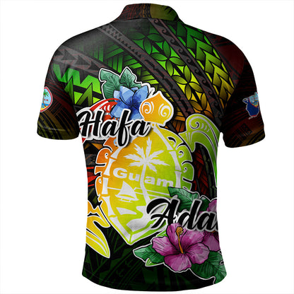 Guam Polo Shirt Hafa Adai Guam Seal Tropical Flowers