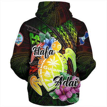 Guam Sherpa Hoodie Hafa Adai Guam Seal Tropical Flowers