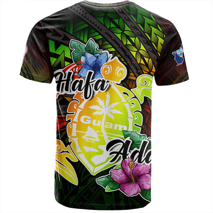 Guam T-Shirt Hafa Adai Guam Seal Tropical Flowers