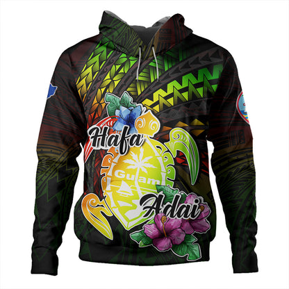 Guam Hoodie Hafa Adai Guam Seal Tropical Flowers