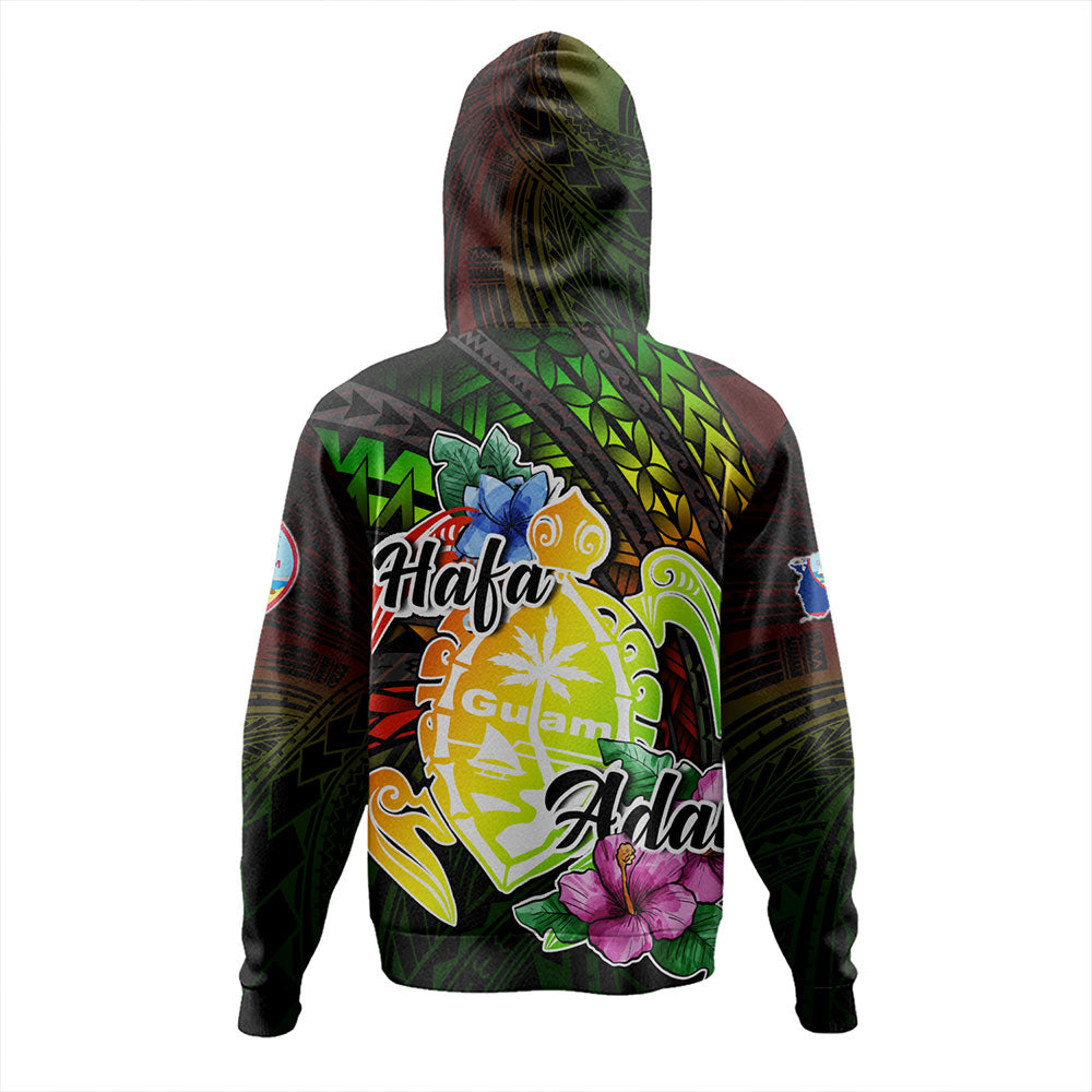Guam Hoodie Hafa Adai Guam Seal Tropical Flowers