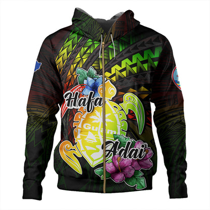 Guam Hoodie Hafa Adai Guam Seal Tropical Flowers