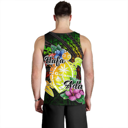 Guam Tank Top Hafa Adai Guam Seal Tropical Flowers