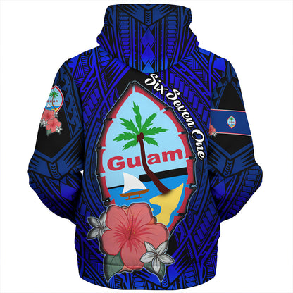 Guam Sherpa Hoodie Hibiscus Flowers With Seal