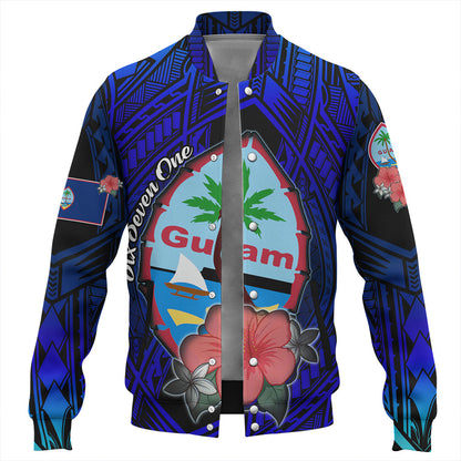 Guam Baseball Jacket Hibiscus Flowers With Seal