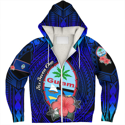 Guam Sherpa Hoodie Hibiscus Flowers With Seal
