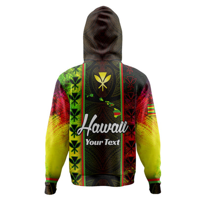 Hawaii Custom Personalised Hoodie Kanakamaoli Flag With Map Traditional Patterns