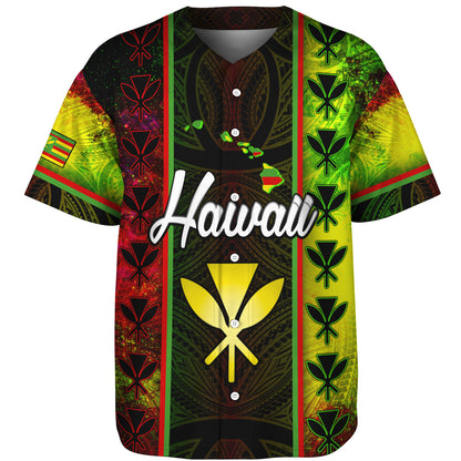 Hawaii Custom Personalised Baseball Shirt Kanakamaoli Flag With Map Traditional Patterns