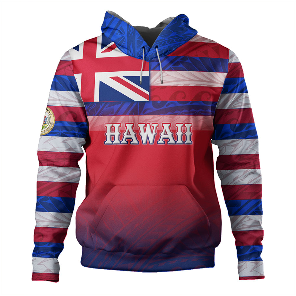 Hawaii Hoodie - Hawaii Flag Color With Traditional Patterns
