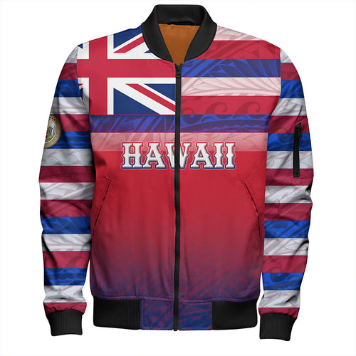 Hawaii Bomber Jacket - Hawaii Flag Color With Traditional Patterns